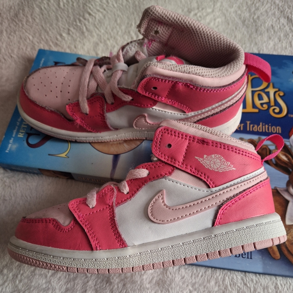 Kids Pink and White jordans